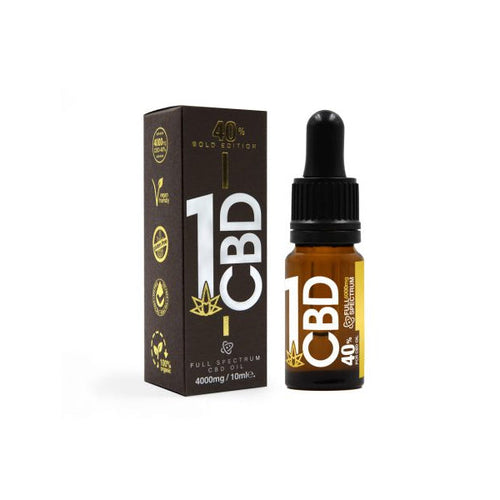 1CBD 40% Pure Hemp 4000mg CBD Oil Gold Edition (10ml)