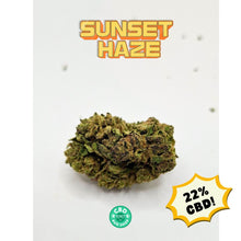 Load image into Gallery viewer, Premium Sunset Haze CBD Flower greenhouse-grown CBD buds with citrus haze terpene profile