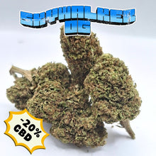 Load image into Gallery viewer, Skywalker OG CBD Flower by CBD Bud Shop – dense dark green organic greenhouse buds with 20% CBD average