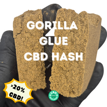 Load image into Gallery viewer, Sticky Gorilla Glue CBD Hash with soft pollen-style texture and rich resinous appearance