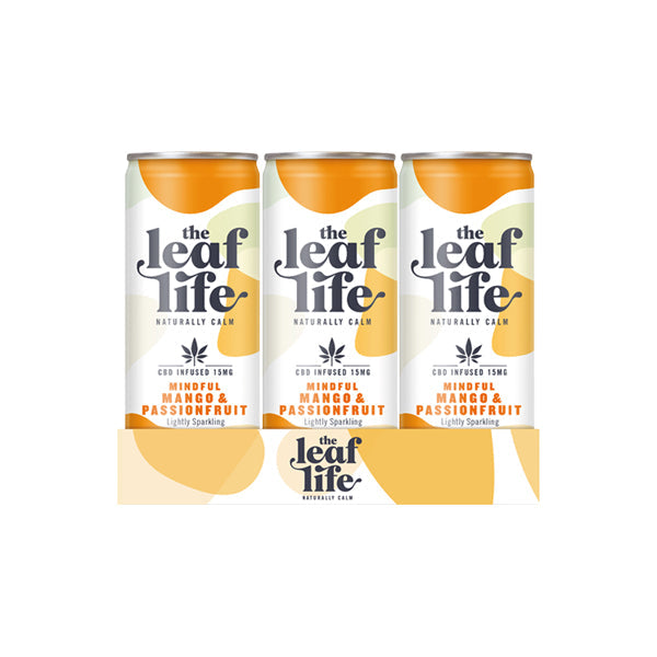12x Leaf Life 15mg CBD Mindful Mango & Passionfruit Soft Drink 250ml