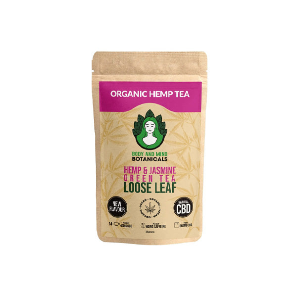 Body and Mind Botanicals 560mg CBD Cannabis Herbal Tea Loose Leaf - Jasmine Green Tea
